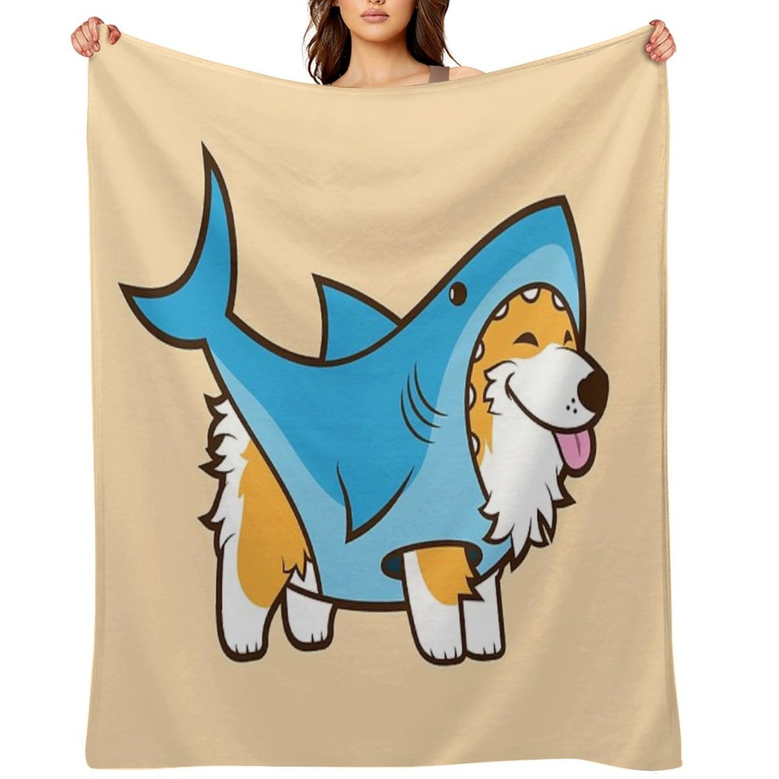 Corgi In A Shark Suit All-season Throw Blanket