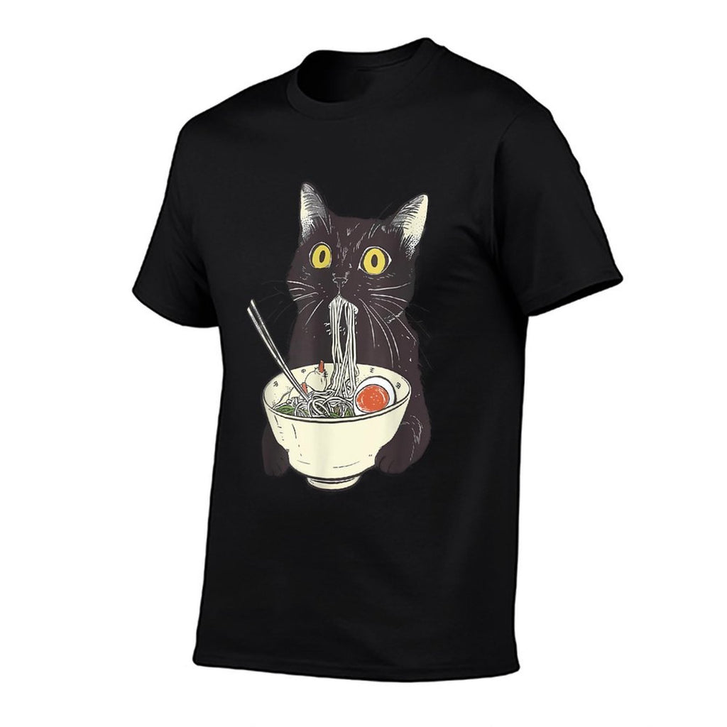 Cat Ramen Noodle Japanese Anime Manga Kawaii Cat  Slim-fit Cut T-Shirt