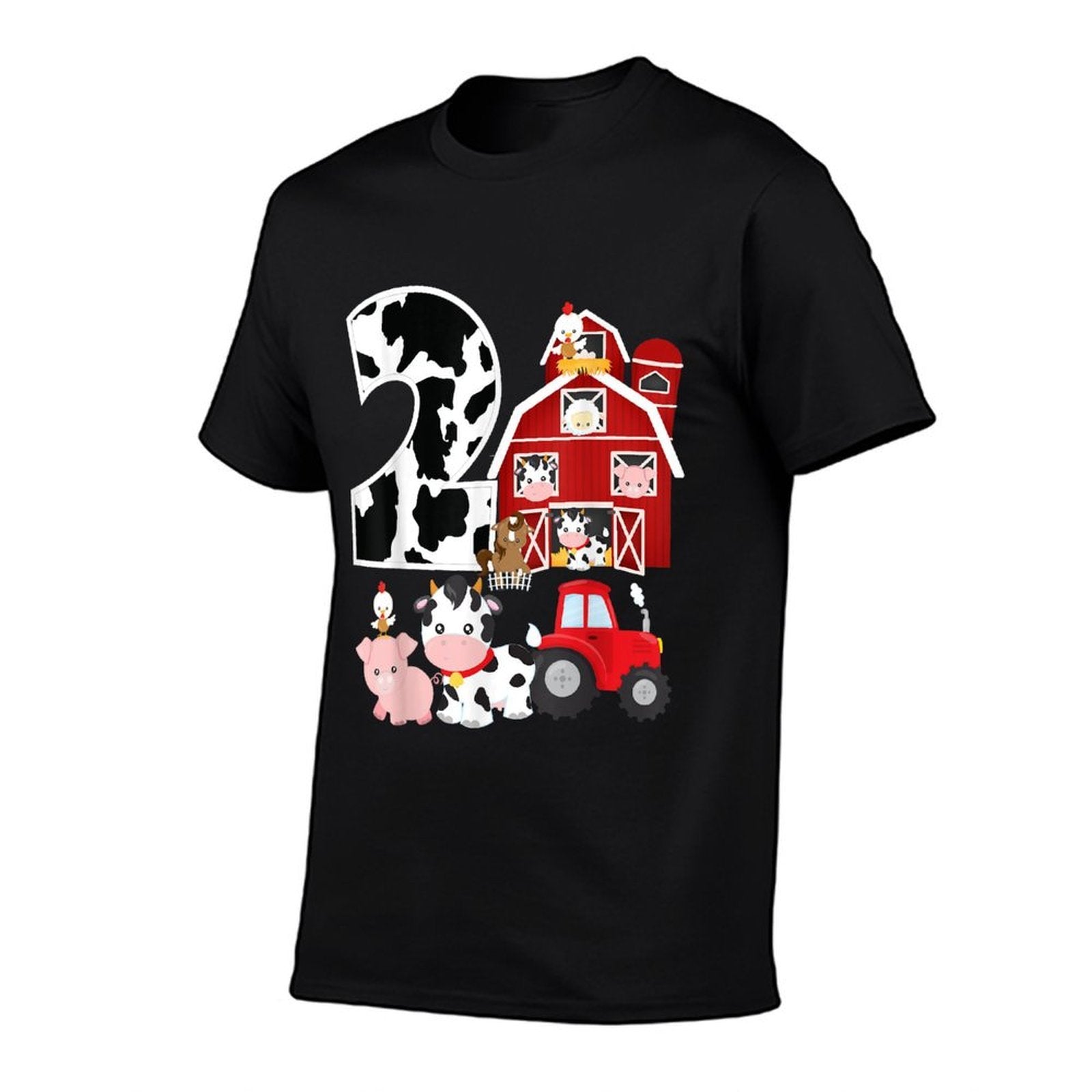 Farm Barnyard Theme Pig Cow Horse 2nd Birthday 2 Yrs Old  Odor-resistant T-Shirt