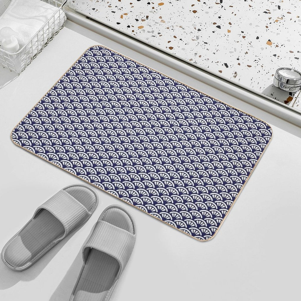 Decorative Seigaiha  Japanese Collection  Fade-Resistant Bath Mat