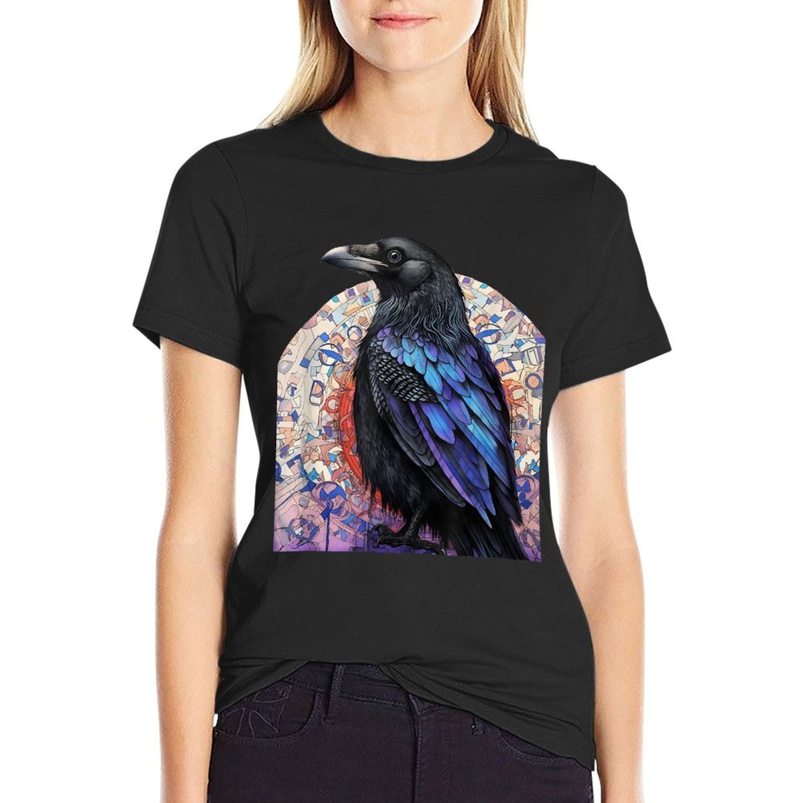 Crow And Raven Bird Lovers Mandala Style Design For Birders  Moisture-wicking T-Shirt