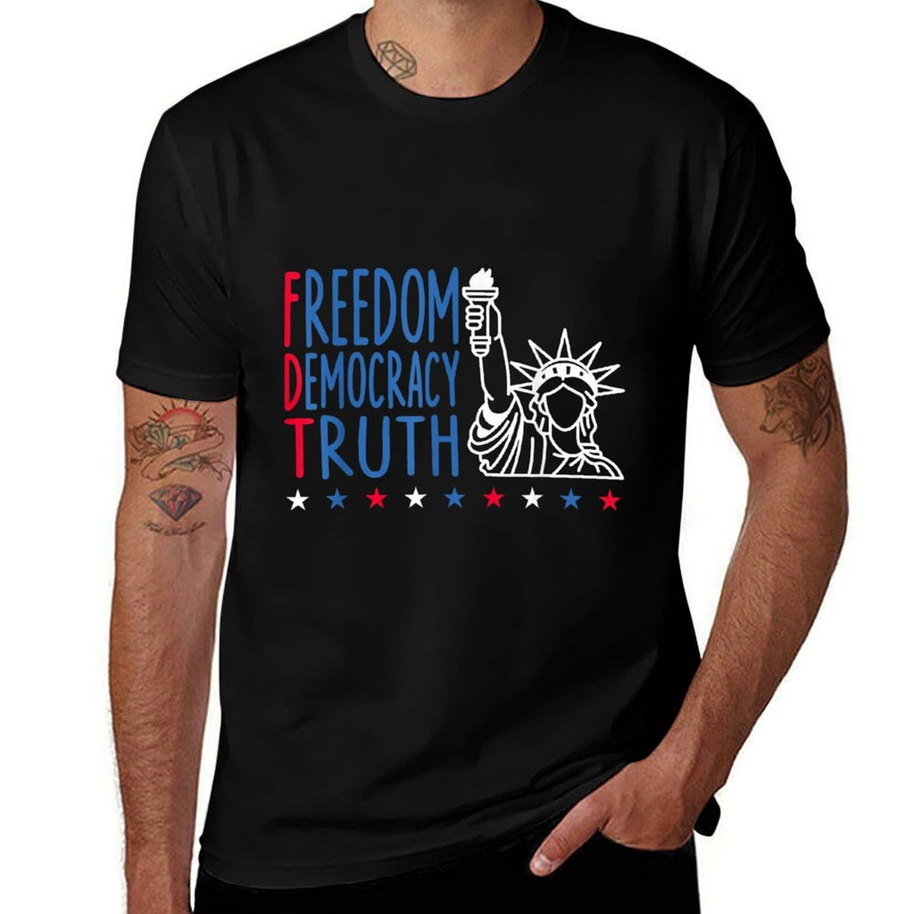 Freedom Democracy Truth Patriotic USA 4th July  Vintage-inspired T-Shirt