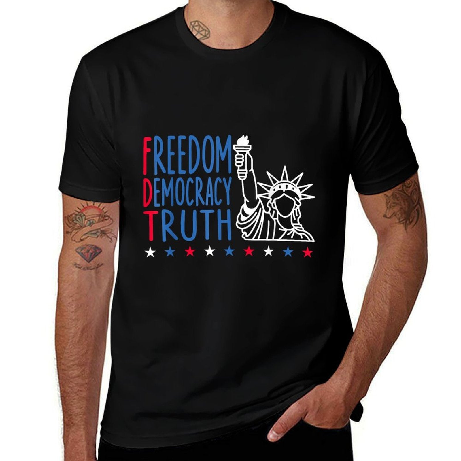 Freedom Democracy Truth Patriotic USA 4th July  Vintage-inspired T-Shirt