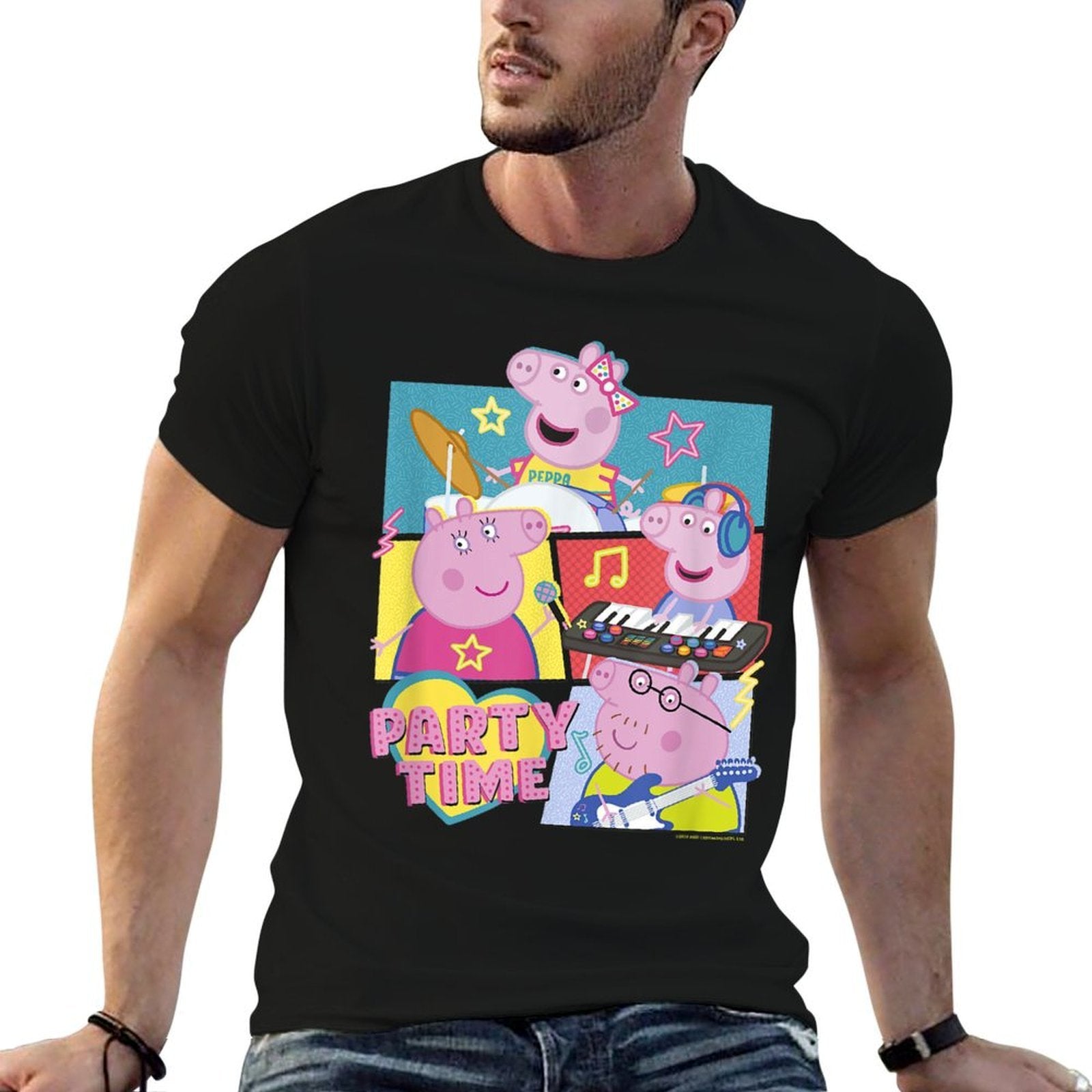 Peppa Pig Party Time Peppa & Family Musical Group Shot  Tagless Design T-Shirt