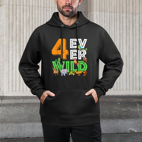 4 Ever Wild Birthday Decorations Boy Zoo 4th Birthday Party Adjustable Hood Hoodie