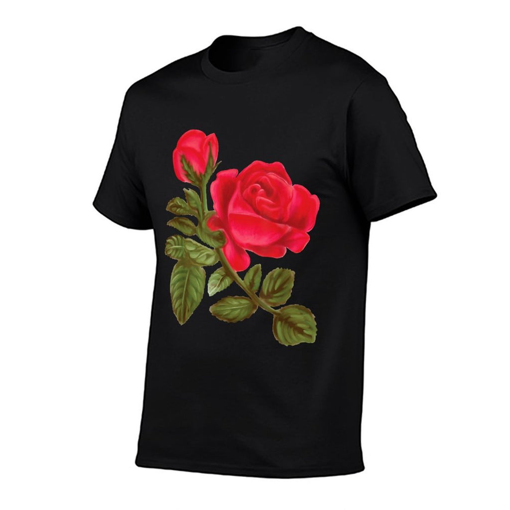 Watercolor Rose Flower Nature  Polyester Blend T-Shirt