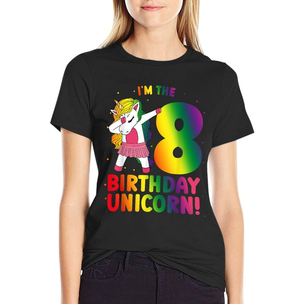 Eighth Birthday Unicorn 8th Birthday Eight Years Old  Stretchy T-Shirt