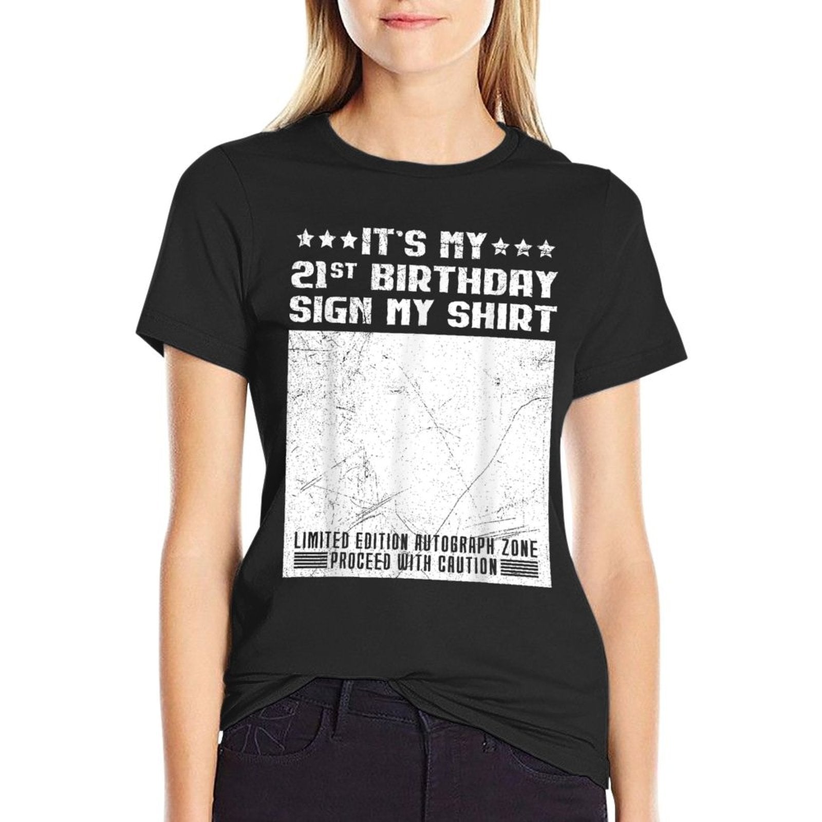 Party It's My 21st Birthday Sign My Guestbook  Oversized Silhouette T-Shirt