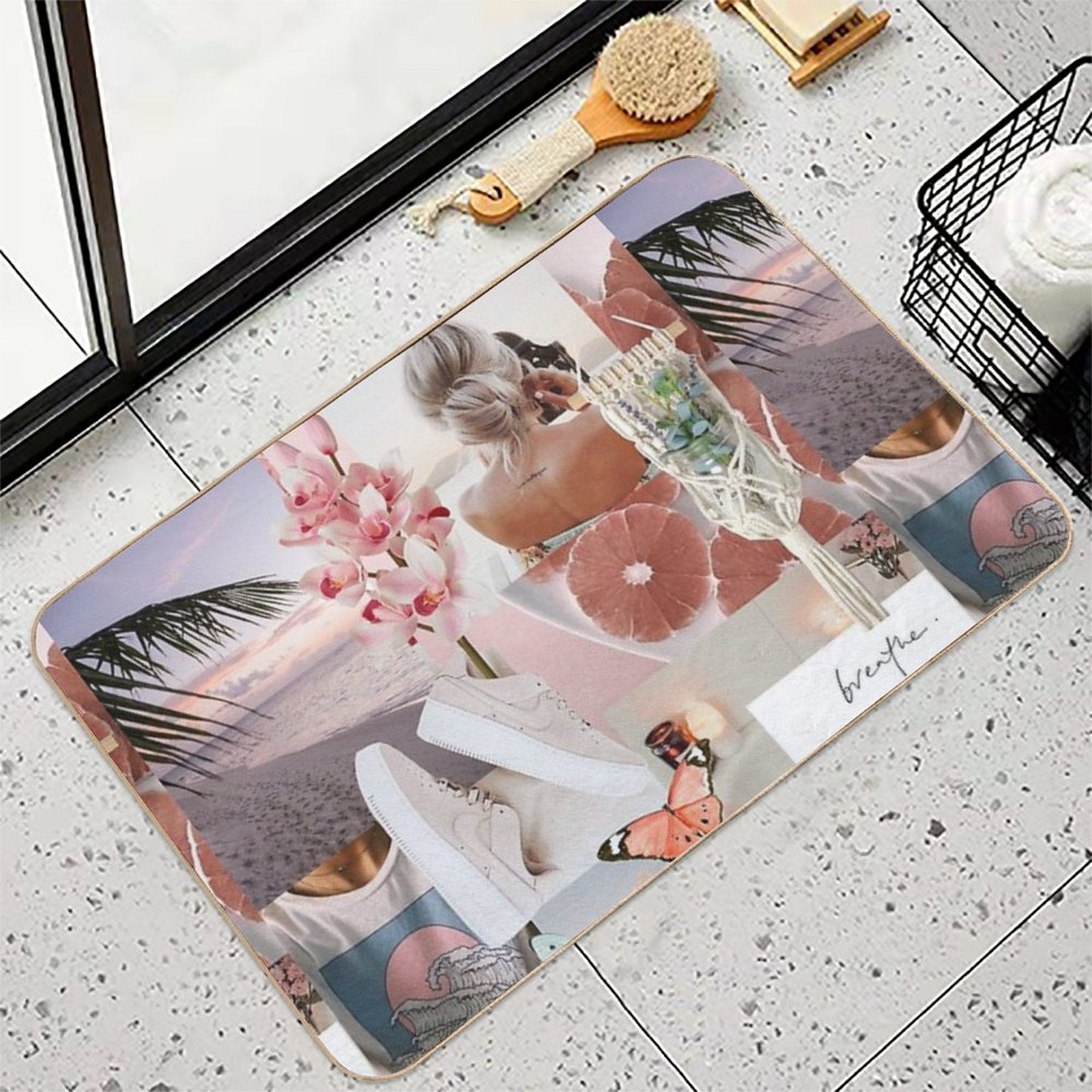 Pale Pink Bath  Easy To Clean Bath Mat
