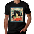 Retro Kawaii Animes Cat Eating Ramen Anime Japanese  Durable T-Shirt