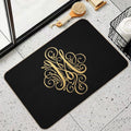 Golden Monogram Letter M  Slip-Resistant Bath Mat