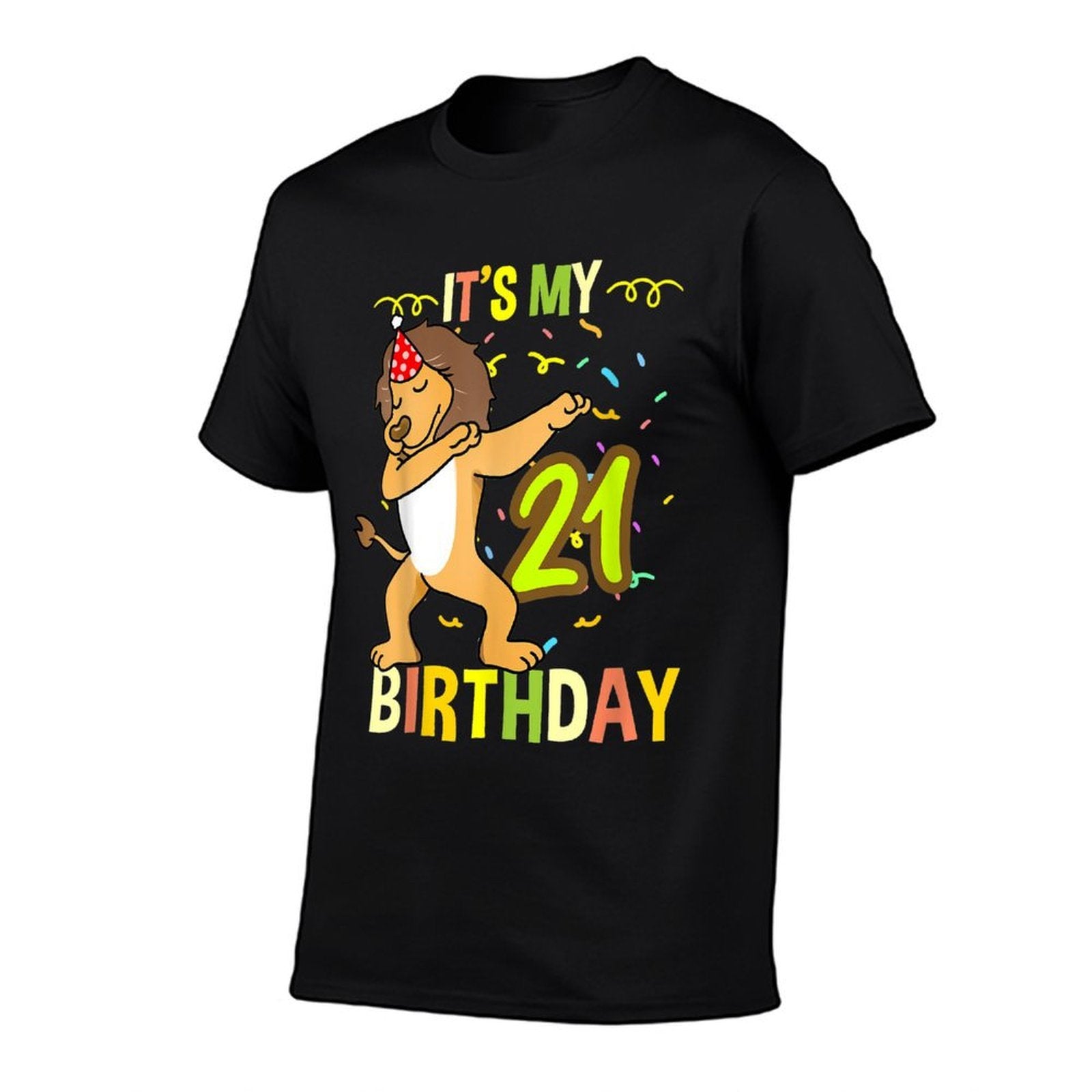 Its My 21st Birthday Dabbing Lion  Oversized Silhouette T-Shirt