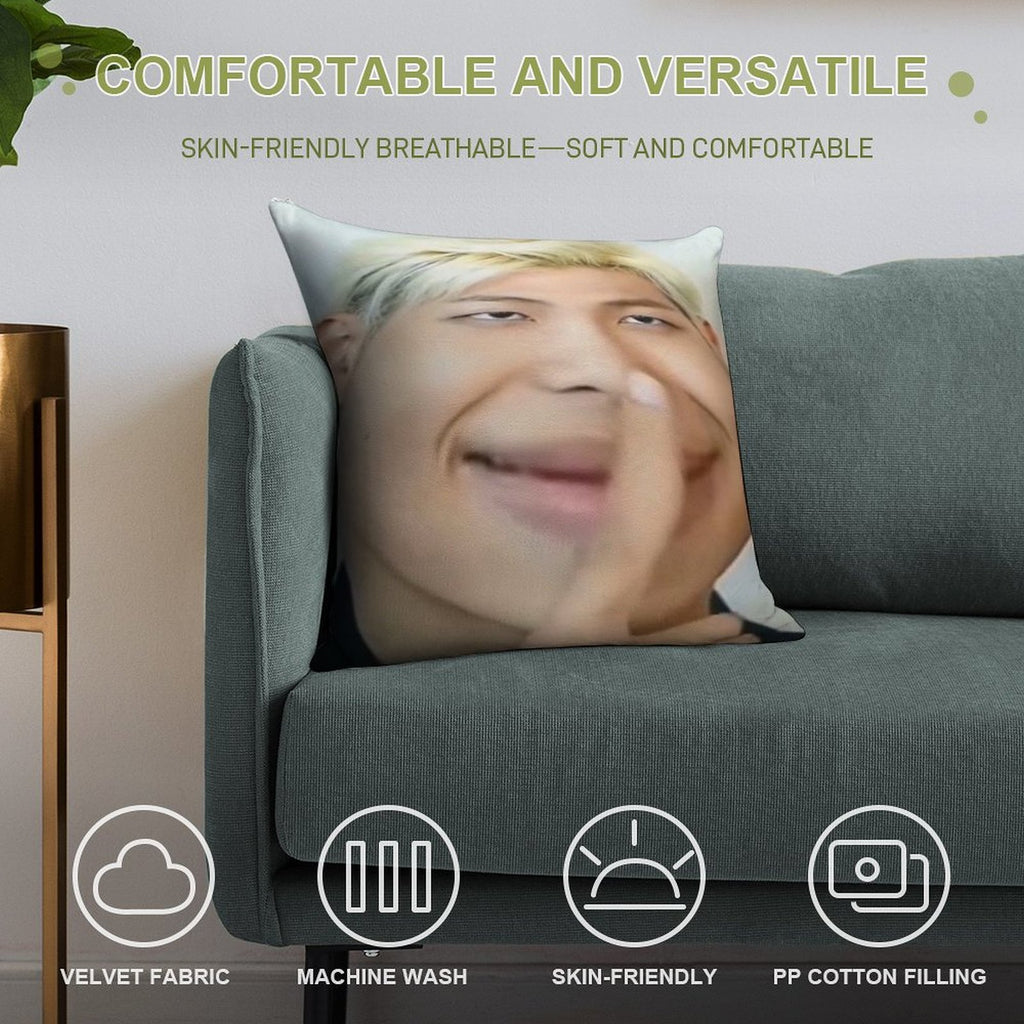 Namjoon Meme Soft Washable Throw Pillow