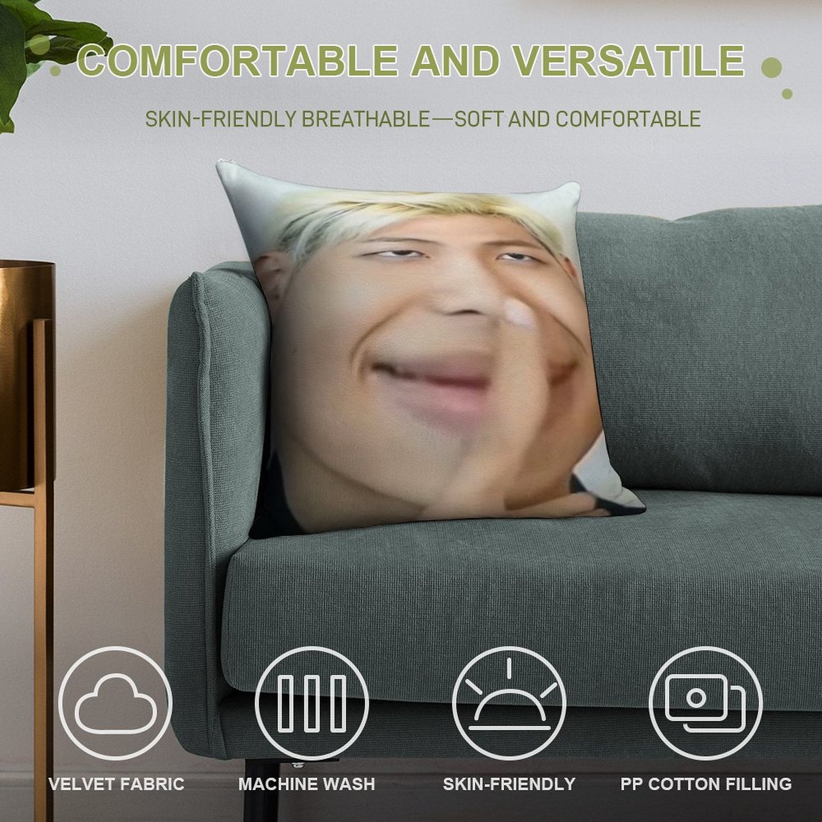Namjoon Meme Soft Washable Throw Pillow