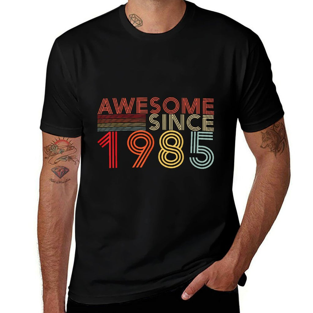 Retro 40 Birthday Decorations Men 40yr 1985 40th Birthday  Heathered Texture T-Shirt