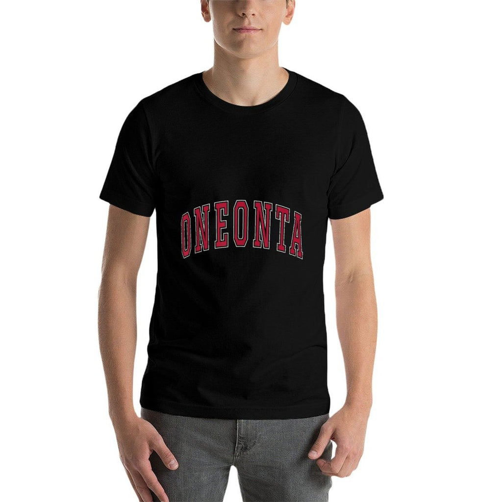 Oneonta New York Souvenir College Style Red Text  Versatile T-Shirt