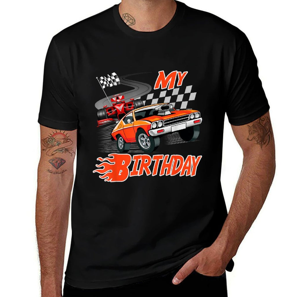 Fun My Birthday Race Car Boys Girls Youth Men Women Racing  Slim-fit Cut T-Shirt