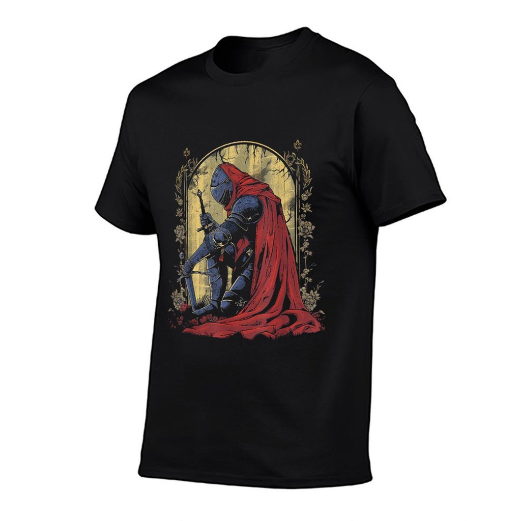 Kneeling Paladin Design  Noble Warrior Fantasy Art  Moisture-wicking T-Shirt