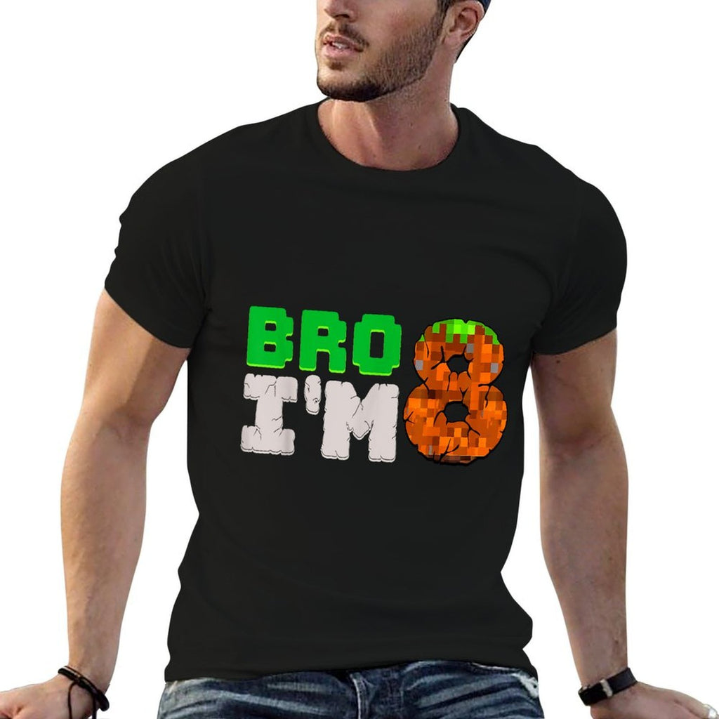 Birthday Boy 8th Birthday 8 Year Old Game Pixel Number  Ribbed Collar T-Shirt