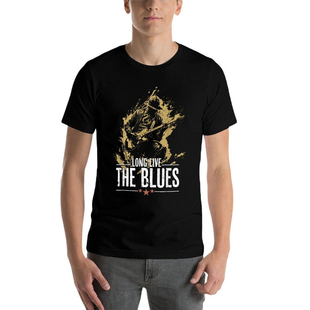 Blues Music Guitar for Guitarist Vintage  High-quality Stitching T-Shirt