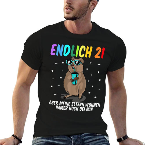 21st Birthday Girl Boy Funny - Finally 21 Quokka  Rolled Sleeves T-Shirt