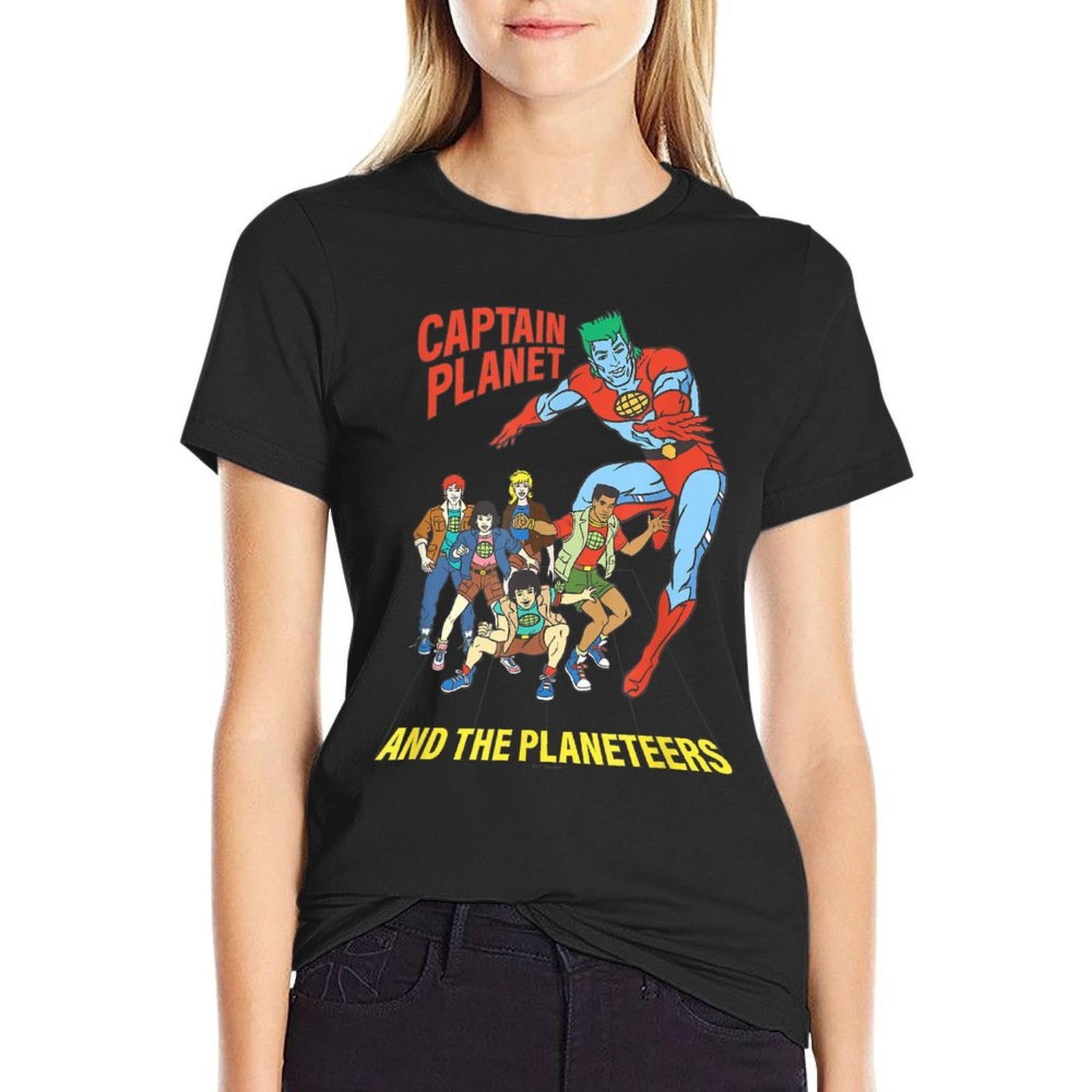 Captain Planet Planeteers United Retro Logo  Trendy Pattern T-Shirt