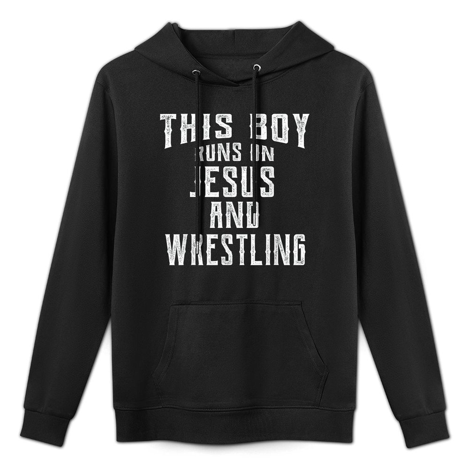 This Boy Runs On Jesus And Wrestling T Christian Gift Easy Care Hoodie
