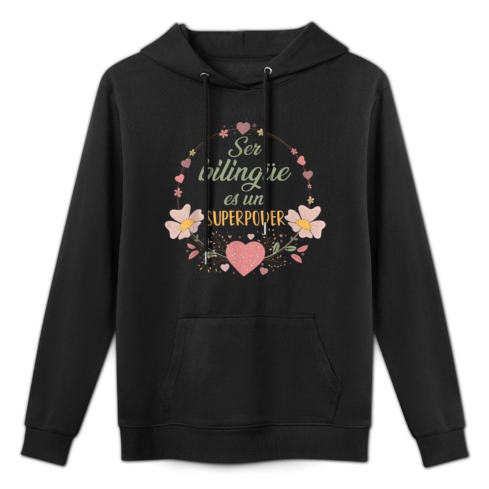 Ser Bilingue Es Un Superpoder Spanish Teacher Esl Teacher Medium-Weight Fabric Hoodie