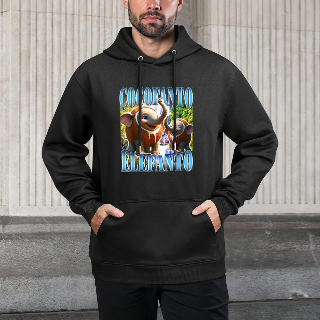 Cocofanto Elefanto Funny Brainrot Meme Ironic Joke Bootleg Cotton-Polyester Blend Hoodie