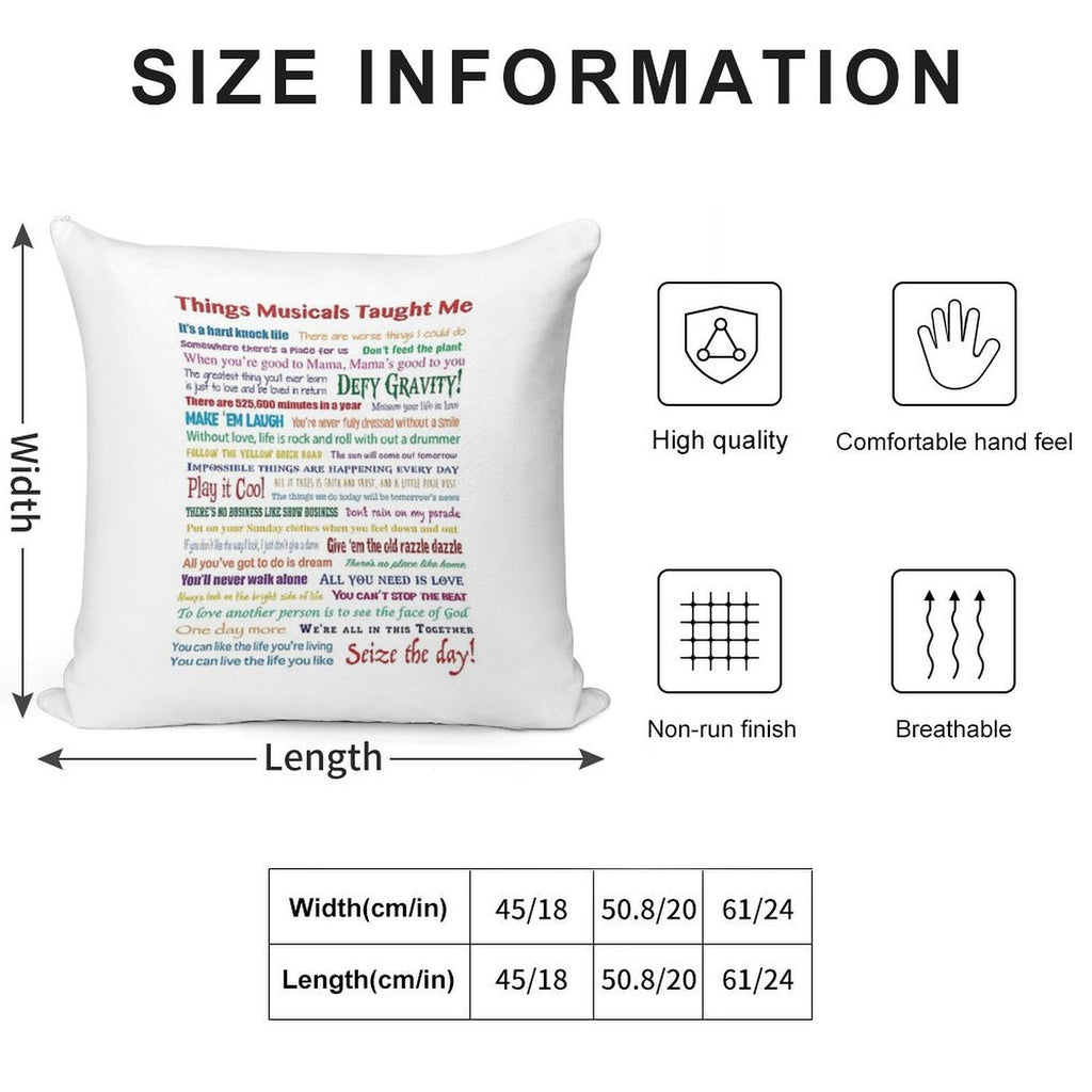 Things Musicals Taught Me Soft Gift Ready Throw Pillow
