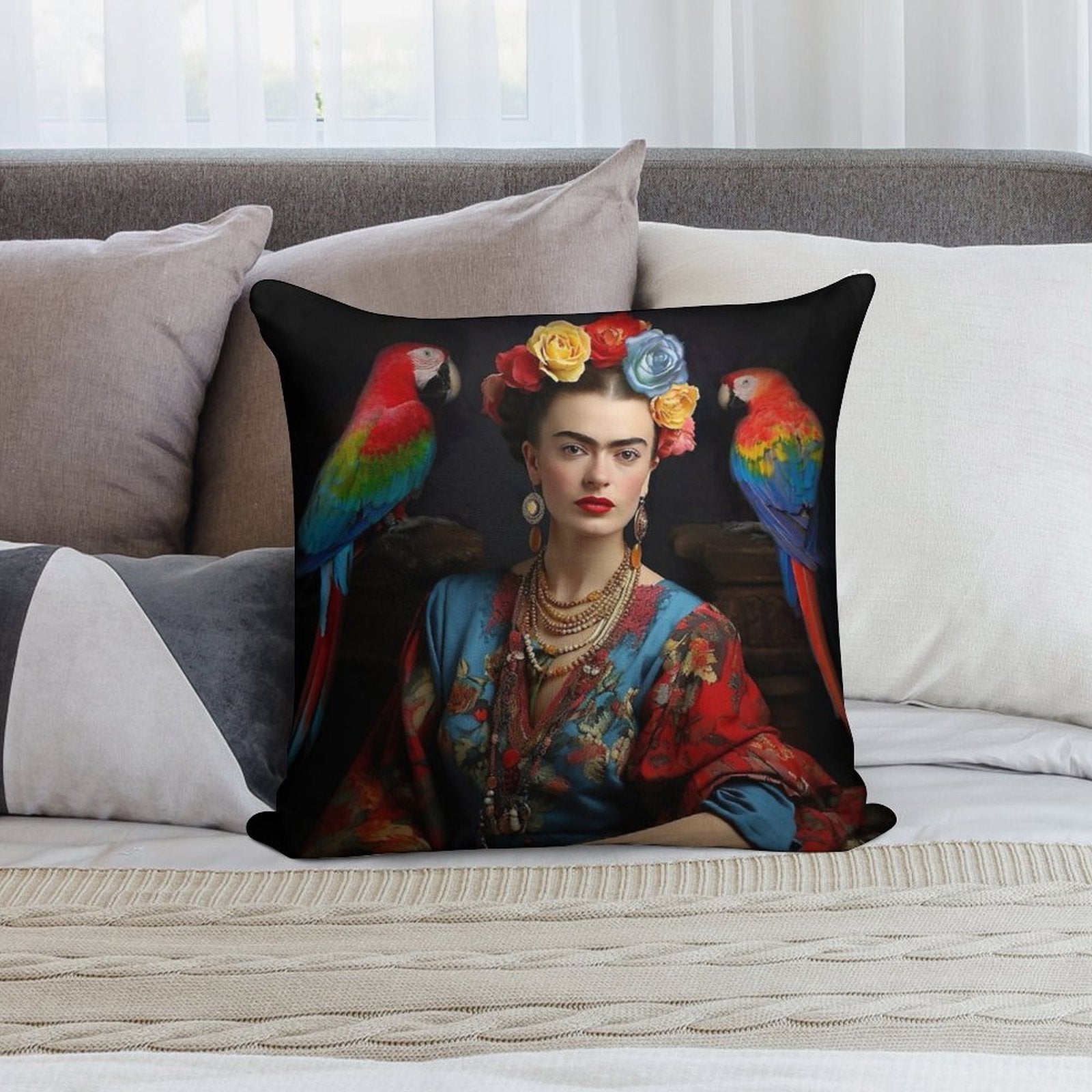 Frida Kahlo 9 Soft Hidden Zipper Throw Pillow