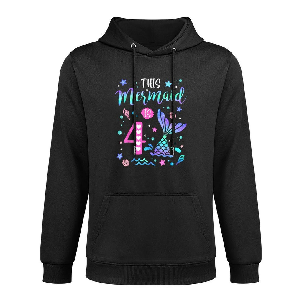 Mermaid Is 4 Yrs Old 4th Birthday Girl Mermazing Theme Medium-Weight Fabric Hoodie