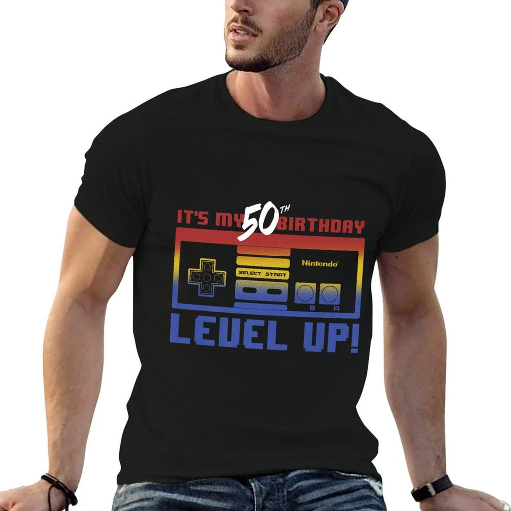 Nintendo It's My 50th Birthday Level Up! SNES Controller Premium  Cotton T-Shirt