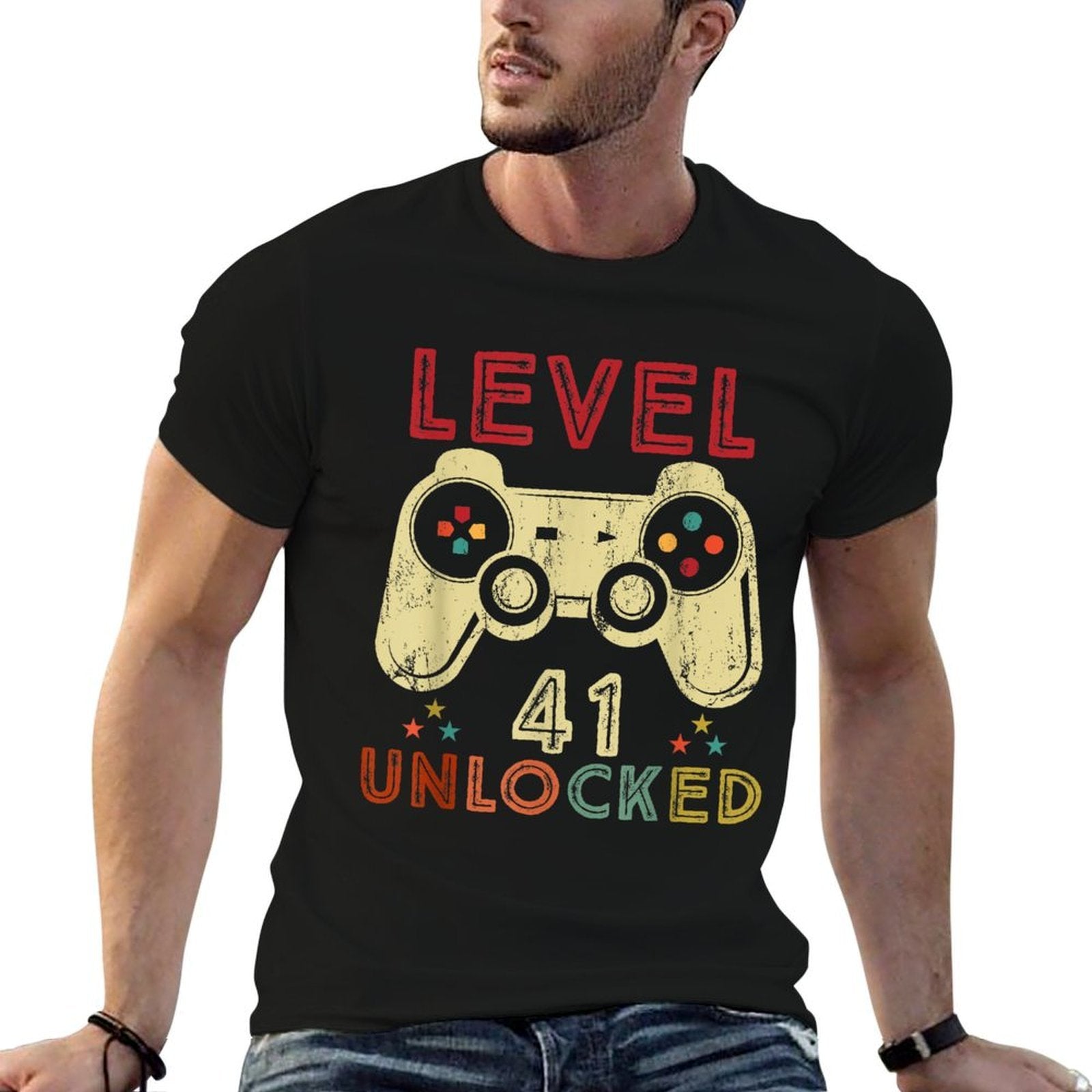 Level 41 Unlocked Birthday 41 Years Old Cool 41st Bday Gifts  Easy-care T-Shirt