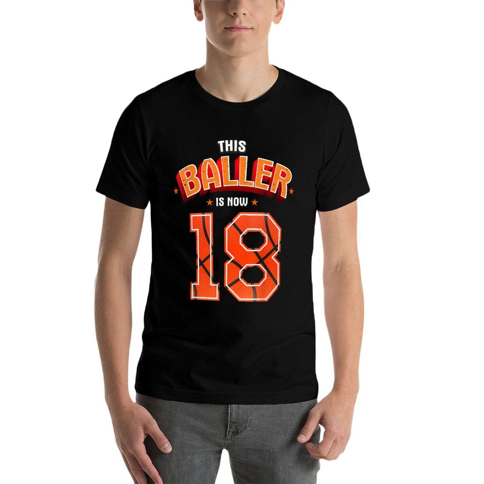 Basketball Boys 18th Birthday This Baller Is Now 18  High-quality Stitching T-Shirt