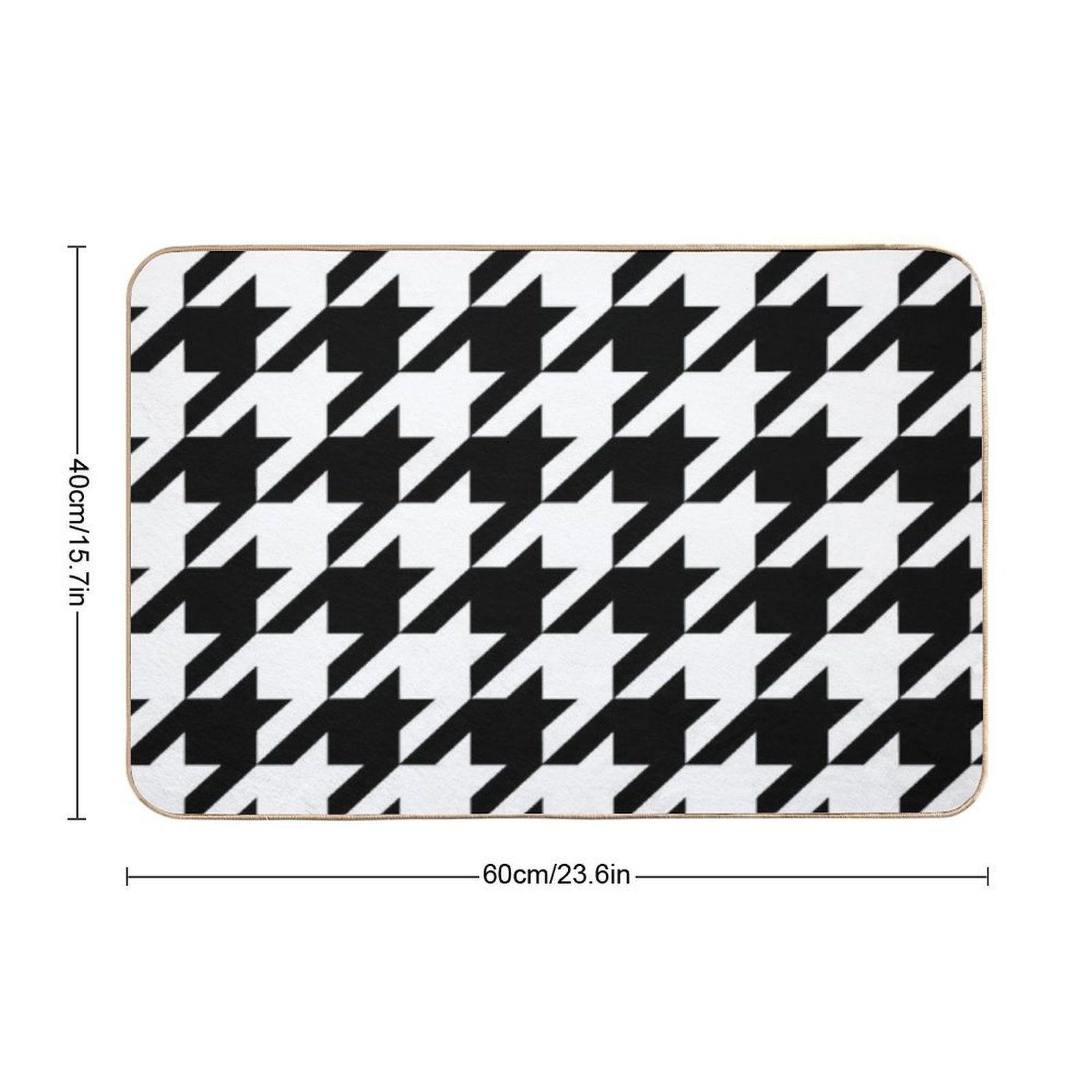 Preppy 1980s Geometric Pattern Trendy Black And White Houndstooth  High-Traffic Bath Mat