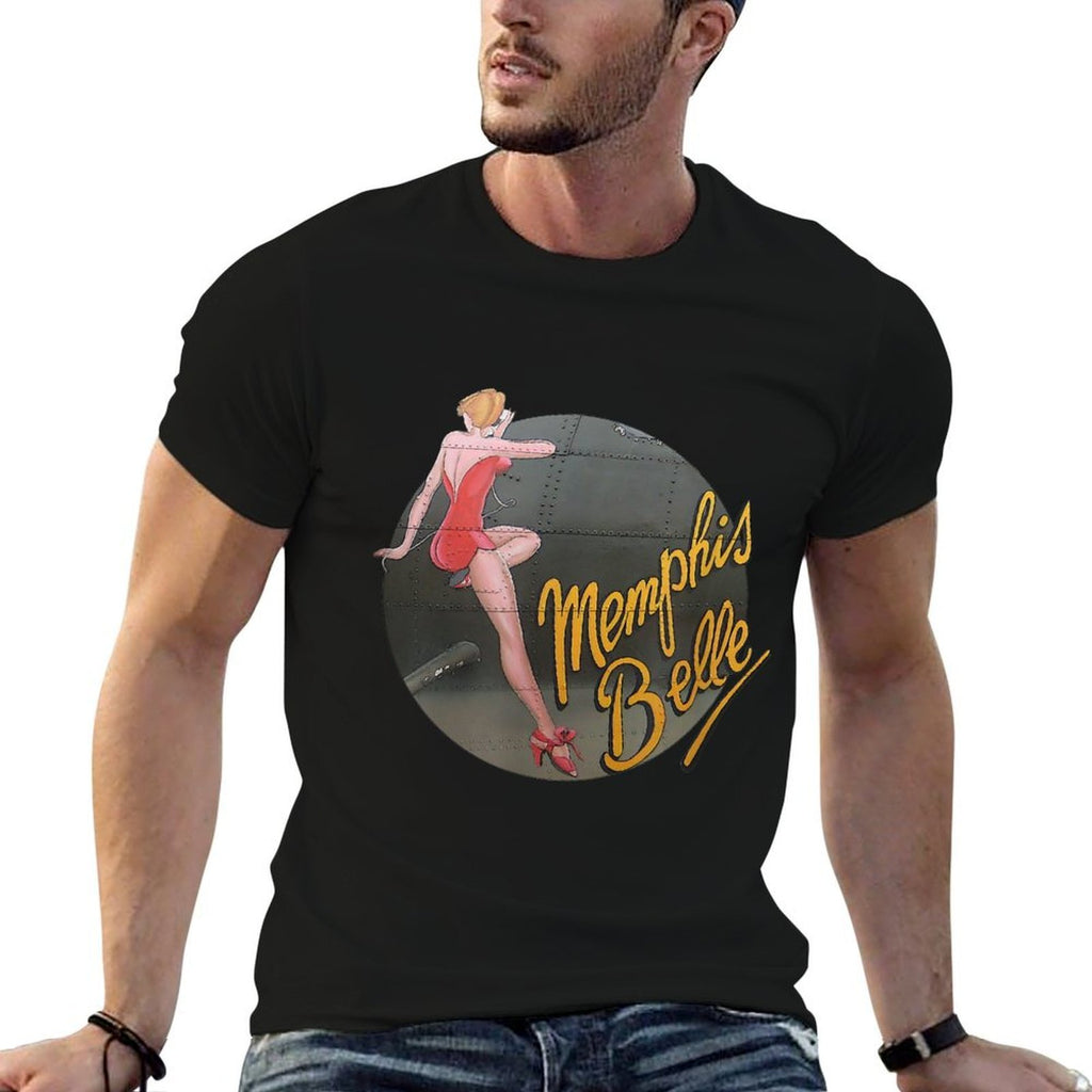 WWII B-17 Flying Fortress Memphis Belle Pin Up Girl  Rolled Sleeves T-Shirt