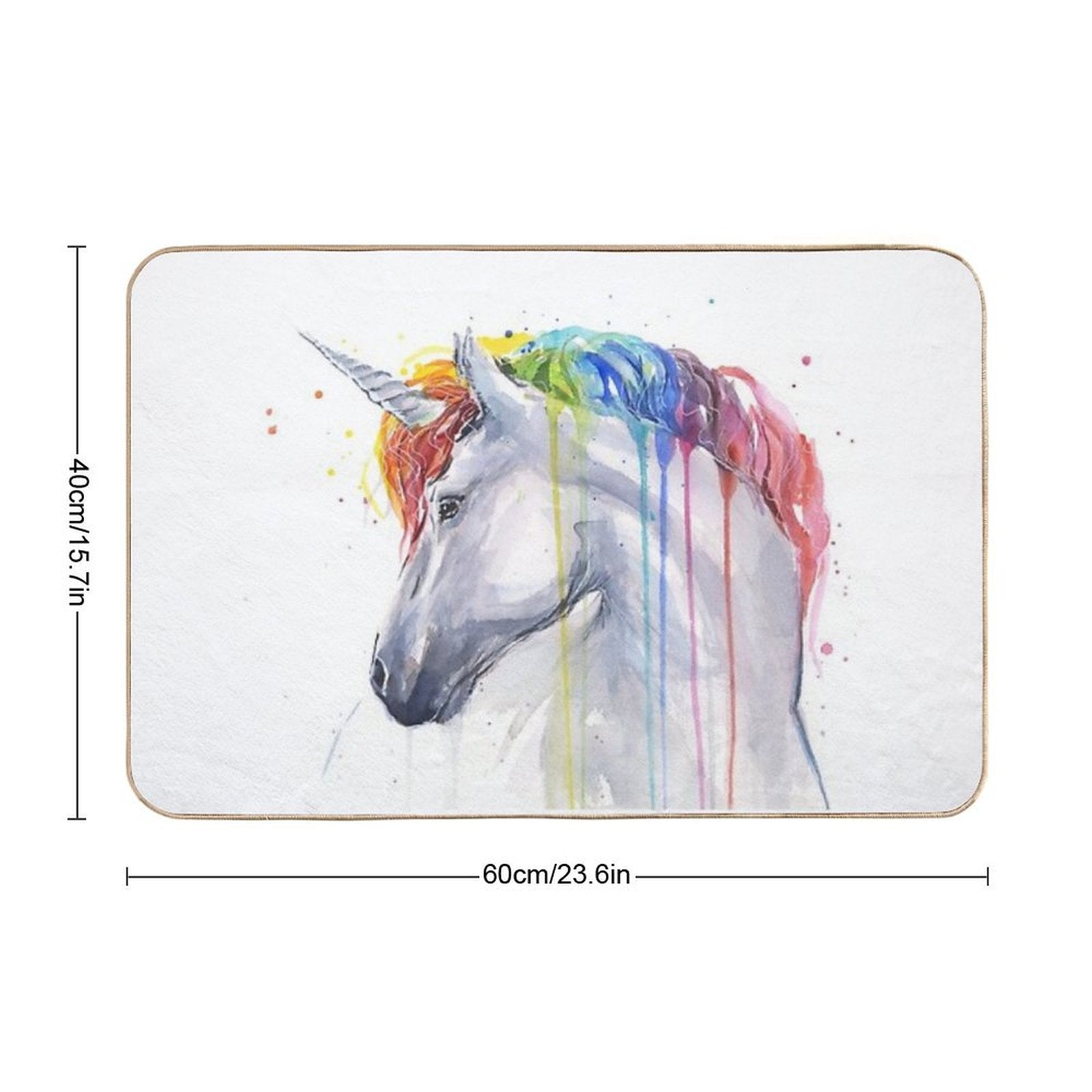 Rainbow Unicorn Watercolor  Rapid-Drying Bath Mat