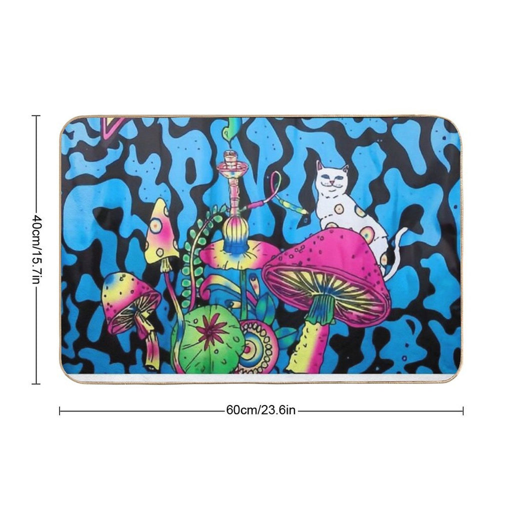 My Badass Cat's Shrooms  Easy To Clean Bath Mat