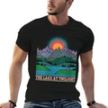 Womens Line Art Minimalist Design The Lake at Twilight  Slim-fit Cut T-Shirt