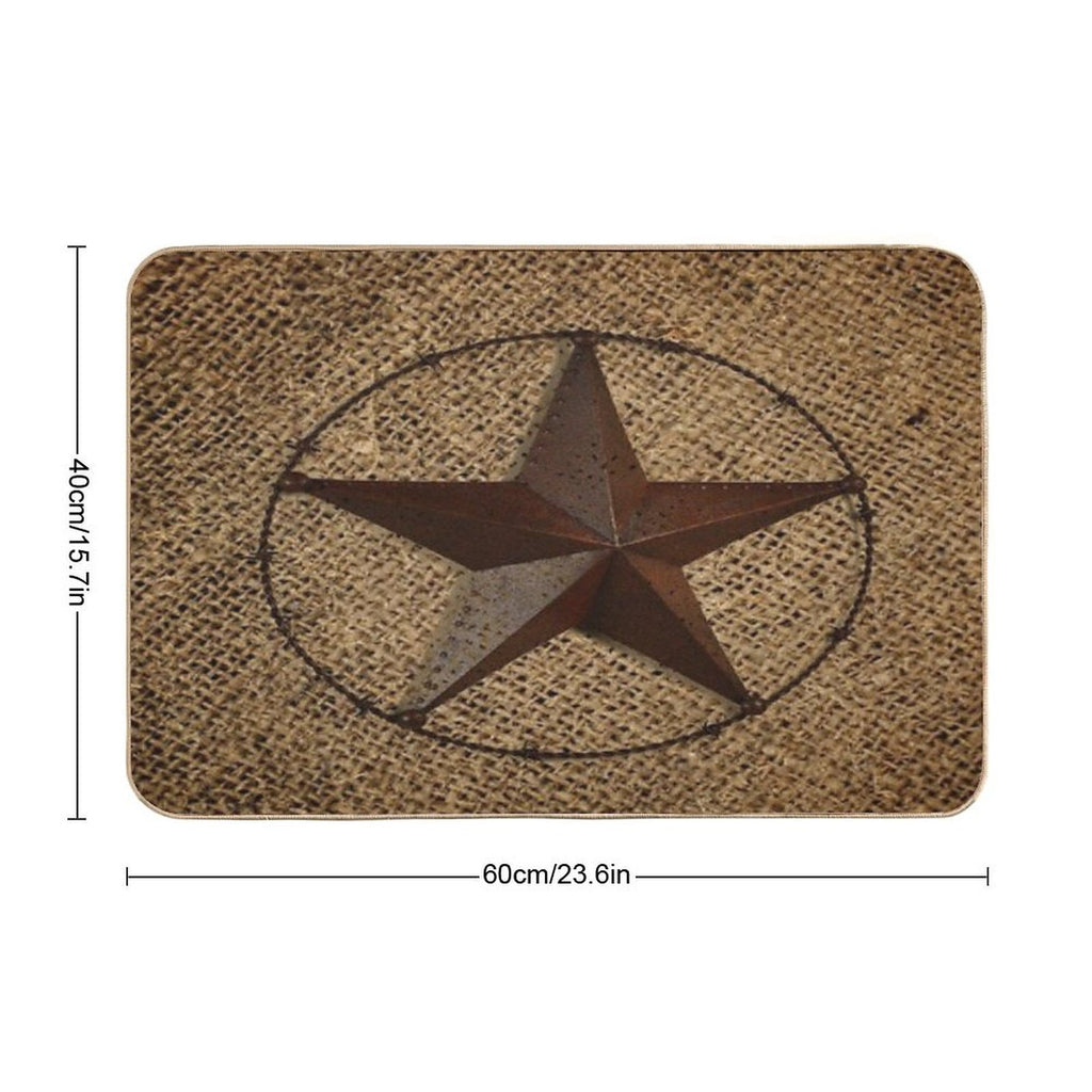 Rustic Western Country Burlap Star Durable Bath Mat