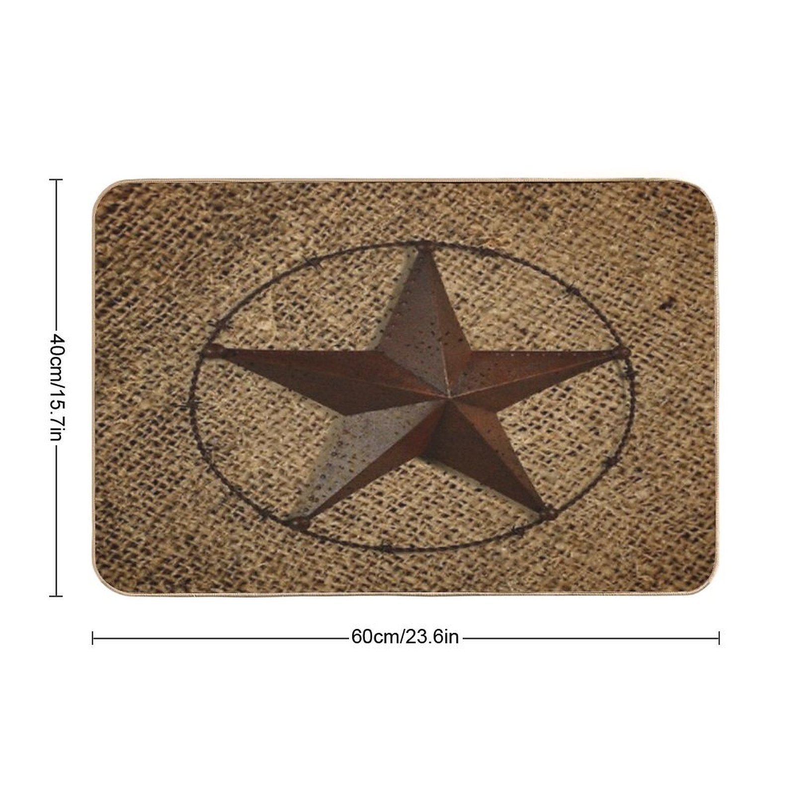 Rustic Western Country Burlap Star Durable Bath Mat