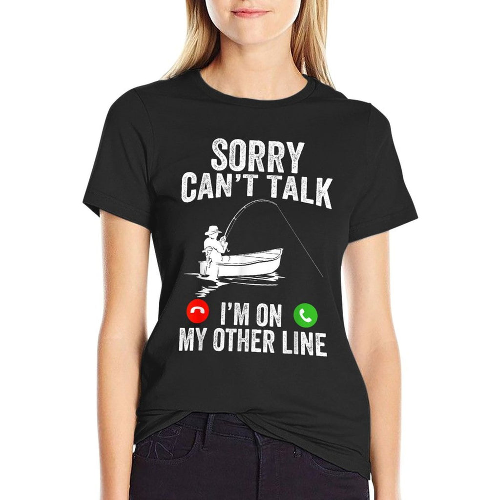 Funny Sorry I Cant Talk Im On My Other Line Fishing Man  Breathable T-Shirt