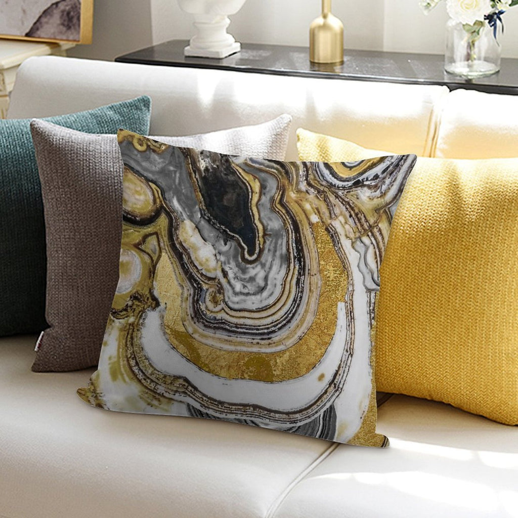 Stone Prose Gold Geode Soft Shrink-Resistant Throw Pillow