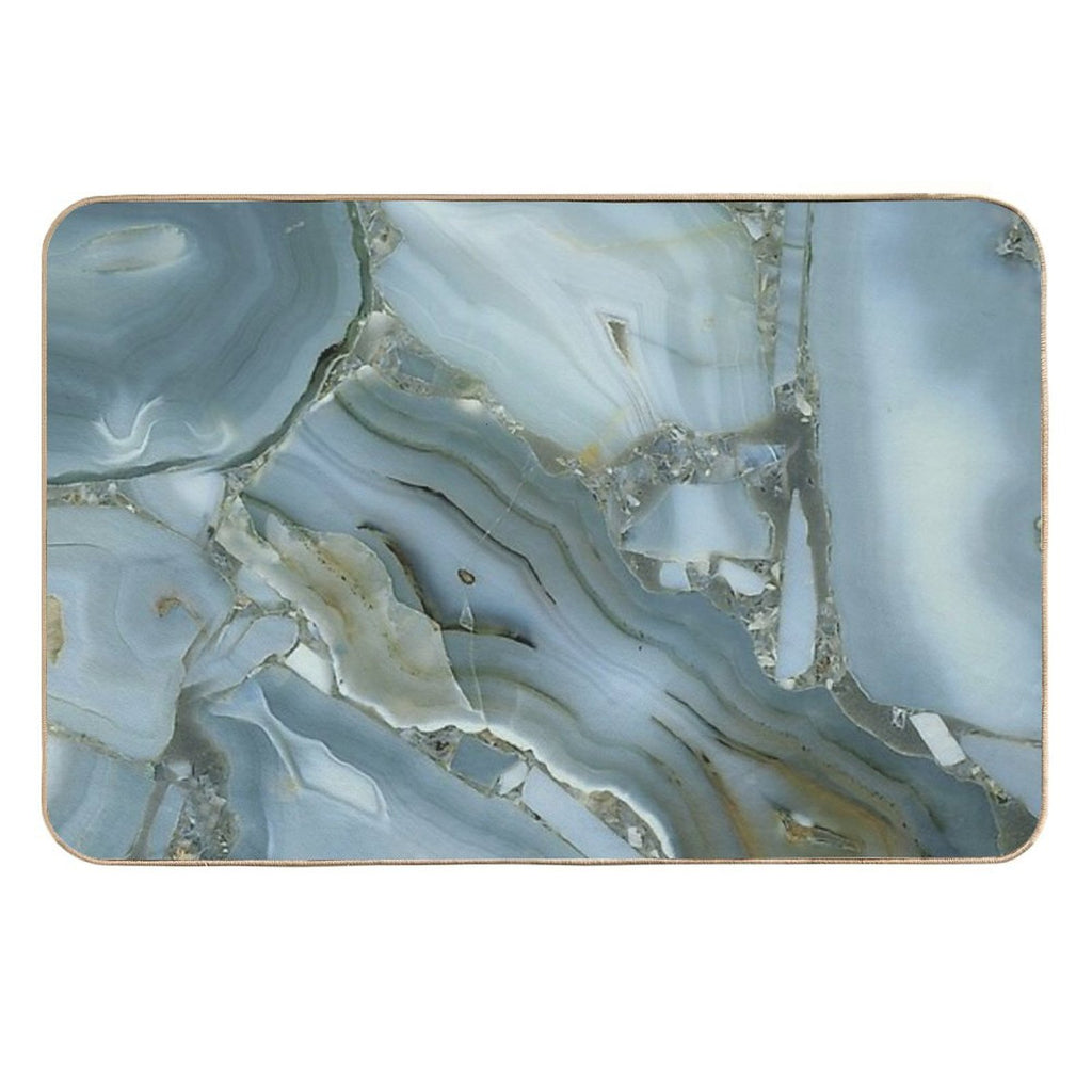 Preppy Minimalist Grey Slate Blue Marble  Stain-Proof Bath Mat