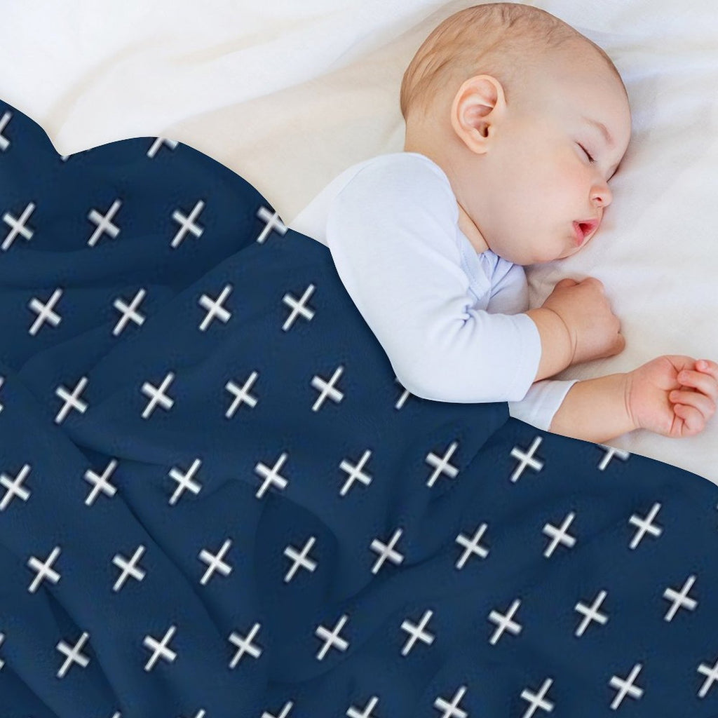Japanese Kimono Blue Pattern Gift-ready Throw Blanket