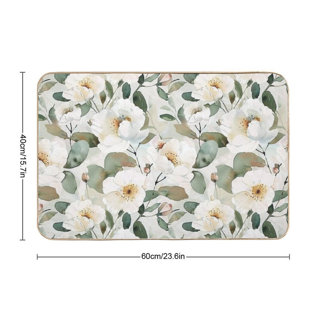 Floral Pattern. Colorful Flowers.  Absorbent Bath Mat