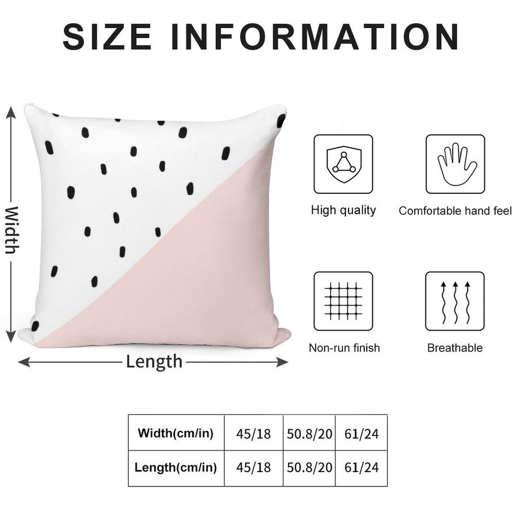 Pink And White Dalmatian Print Soft High-Density Material Throw Pillow