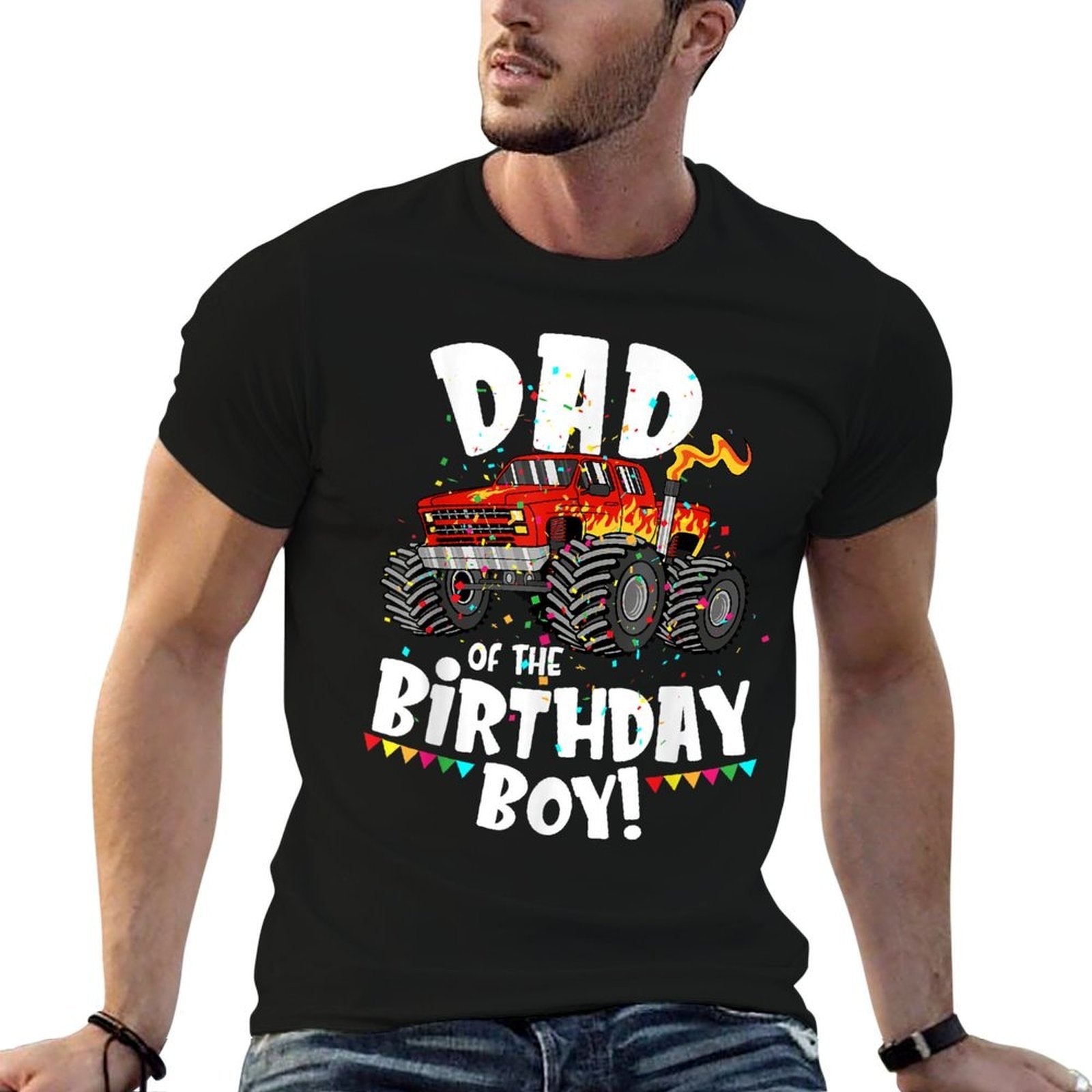 Funny Monster Truck Dad Of The Birthday Boy Gift For Him  Moisture-wicking T-Shirt