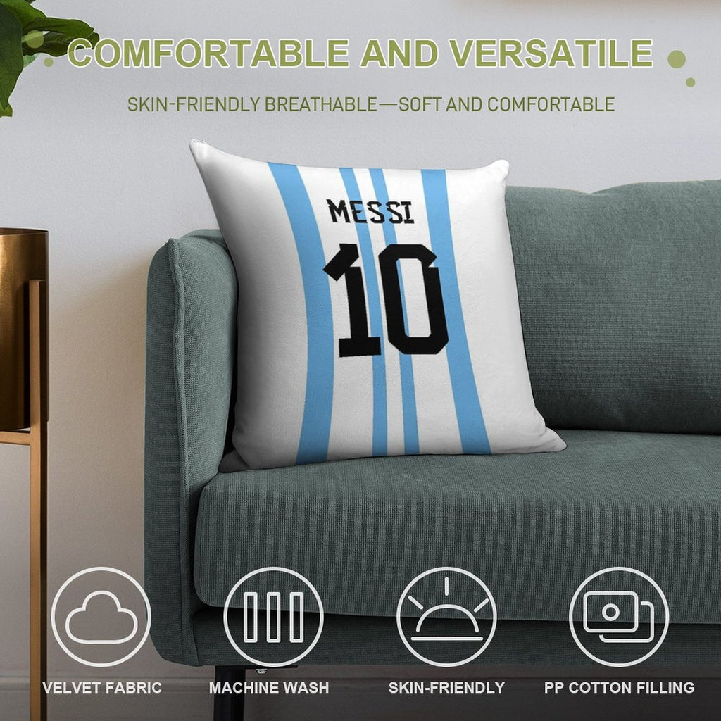 Messi 10 Soft Shrink-Resistant Throw Pillow